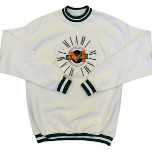 VTG University of Miami Knit Sweater UM Hurricanes Embroidered White Size Large